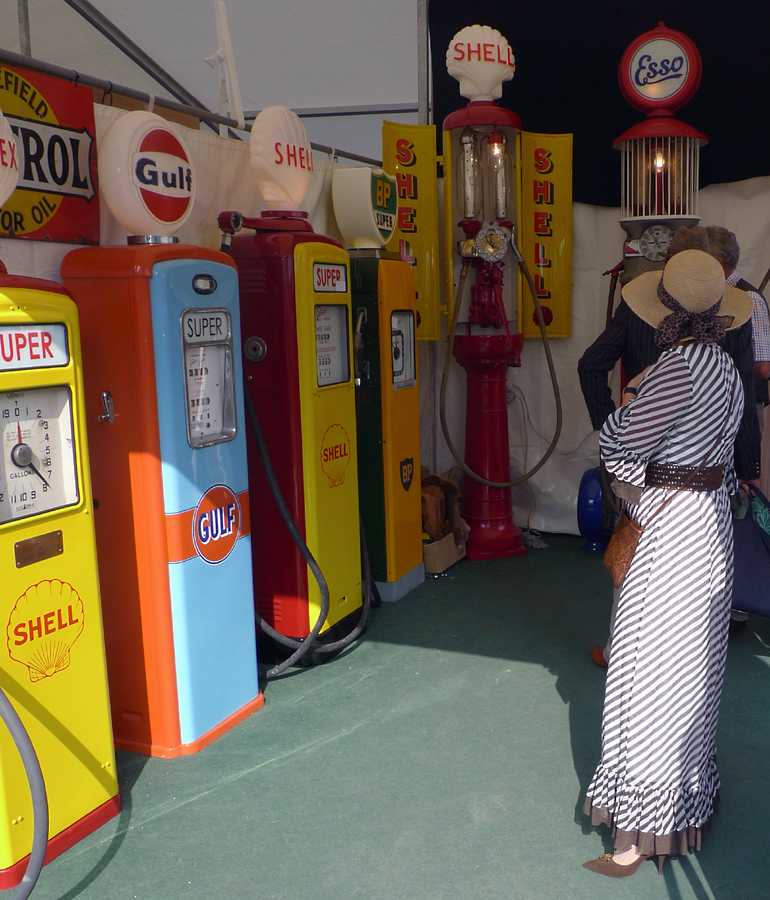 L1010678.JPG - There were perhaps a hundred or so vendors of selected products. Here a collection of restored petrol pumps.